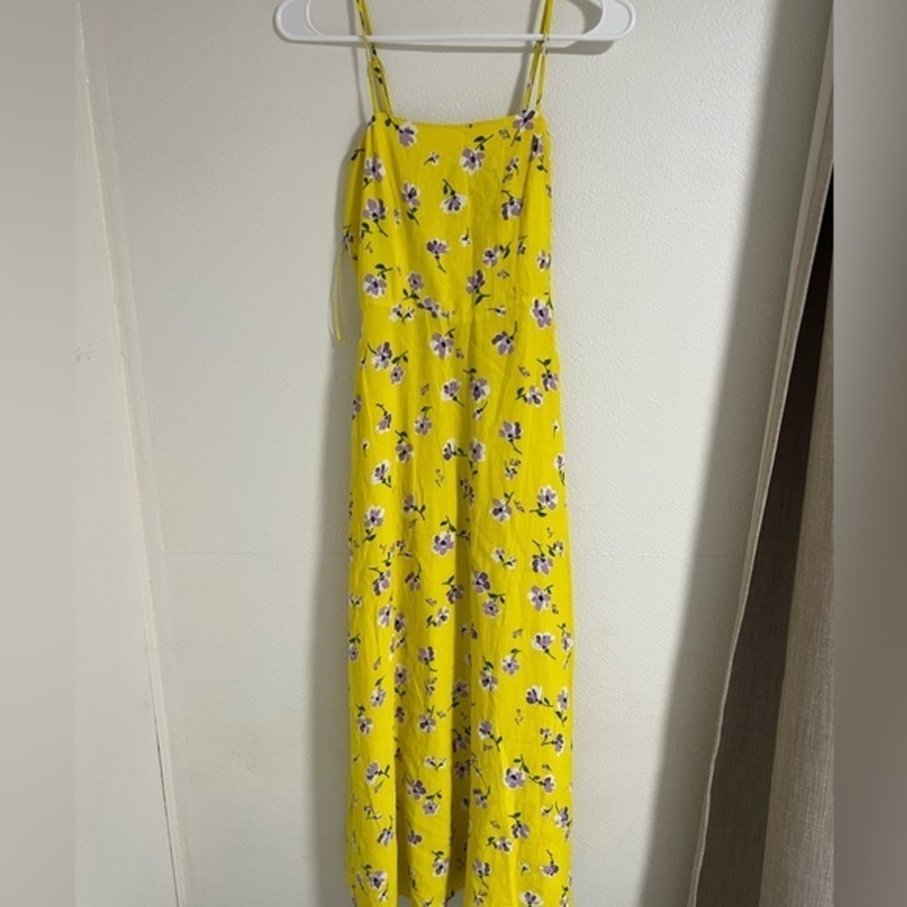 Zara MIDI Yellow Floral Dress Fully Lined in size XS